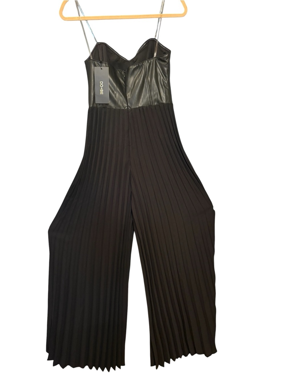 NWT DO+BE Strapless Wide Leg Pleated Black Jumpsuit Romper Women’s Medium - Picture 6 of 9